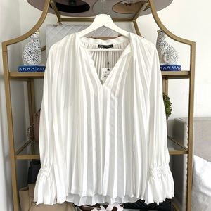 New Zara Pleated White Blouse 2021